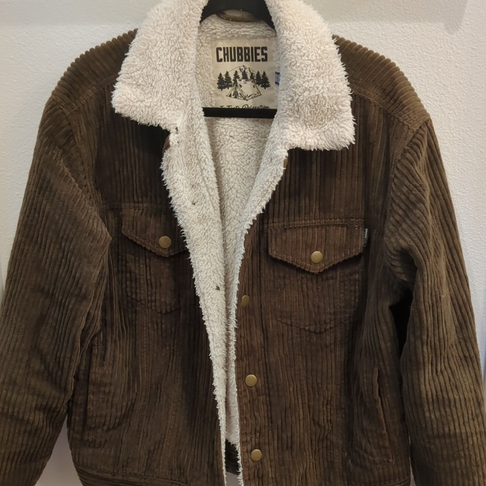 Chubbies Dark Brown Corduroy Jacket with White Sherpa